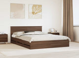 Bed Frame with Drawer Brown Oak 140 x 190 cm Engineer Wood 3407983