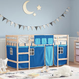 Kids' Loft Bed with Curtains without Mattress Blue 80x200cm 3206956