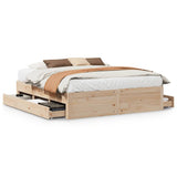 Bed Frame without Mattress with Drawers 200x200 cm Solid Wood Pine 3308792