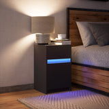 ZNTS Bedside Cabinet with LED Lights Black Engineered Wood 852000