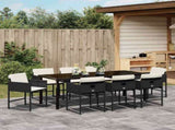 Garden Dining Set 9 pcs Black Poly Rattan 3380716