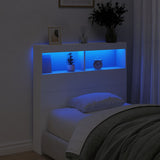 Headboard Cabinet with LED White 100x17x102 cm 839182