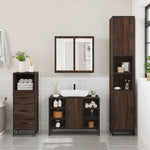 ZNTS 3 Piece Bathroom Furniture Set Brown Oak Engineered Wood 3301094