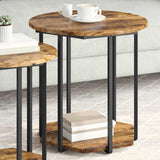 Side Table Set with Shelf 2 pcs Brown 869716