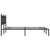 Metal Bed Frame without Mattress with Headboard Black 135x190cm 376323