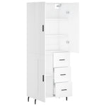 Highboard White 69.5x34x180 cm Engineered Wood 3196027