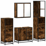 4 Piece Bathroom Furniture Set Smoked Oak Engineered Wood 3301257