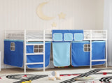 Kids'Loft Bed Frame with Curtains White and Blue 80 x 200 cm 42020816