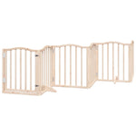 Dog Gate with Door Foldable 9 Panels 450 cm Poplar Wood 3155585