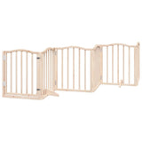 Dog Gate with Door Foldable 9 Panels 450 cm Poplar Wood 3155585