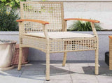 Garden Chairs with Cushions 2 pcs Beige Poly Rattan Acacia Wood 366249
