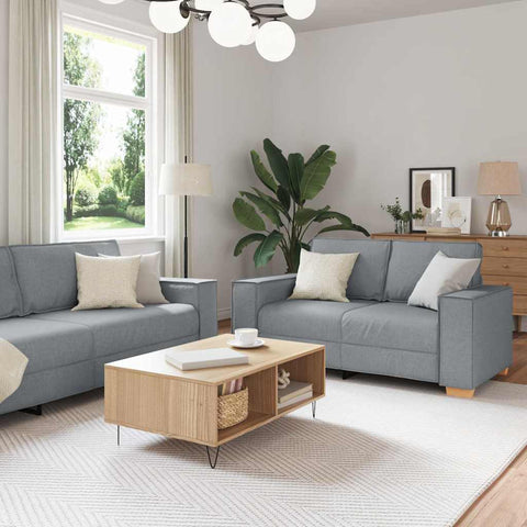Sofa Set with Cushion 3 pcs Grey 220 x 78 x 84 cm Fabric 3324609