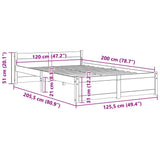 Bed Frame without Mattress White Solid Wood 120x200 cm 815040