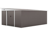 11.3 x 9.2ft Lean to Metal Garden Shed, Outdoor Galvanised Tool Storage House with Double Sliding T3398P320203
