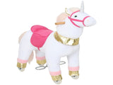 Kids Rocking Horse, Plush Walking Horse with Wheels, Ride On Unicorn Toy for Ages 3-5 Years Old, T3398P422160