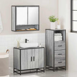 3 Piece Bathroom Furniture Set Grey Sonoma Engineered Wood 3301038