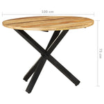 ZNTS Dining Table Round 100x100x75 cm Rough Mango Wood 321681