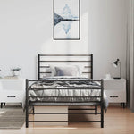 Metal Bed Frame without Mattress with Footboard Black 100x190cm 352331