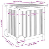 Garden Storage Box with Wheels 60x50x58 cm Solid Wood Acacia 319710