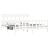 Bed Frame without Mattress White 200x200 cm Solid Wood Pine 3193357