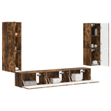 TV Cabinet Set Wall-mounted 4 pcs Smoked Oak Engineered Wood 3409047