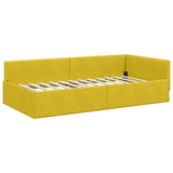 Corner Bed Frame with Headboard Yellow 90 cm x 190 cm Velvet 42016077