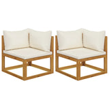 Sectional Corner Sofas 2 pcs with Cushions Solid Wood Acacia 318552