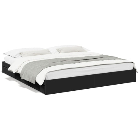 ZNTS Bed Frame with Drawers without Mattress Black 180x200 cm Super King 3280637