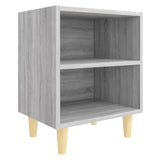 Bed Cabinets with Solid Wood Legs 2 pcs Grey Sonoma 40x30x50 cm 813101