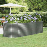 ZNTS Garden Raised Bed Powder-coated Steel 249x100x68 cm Grey 319064