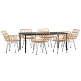 7 Piece Garden Dining Set Poly Rattan 3157864