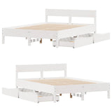Bed Frame without Mattress White 135x190 cm Double Solid Wood Pine 3301765