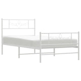 Metal Bed Frame without Mattress with Footboard White 90x200cm 355327