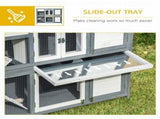 Rabbit Hutch Outdoor Guinea Pig Hutch 2 Tier Wooden Cage w/ Ramp, Divider, Openable Roof, 125 x 48 x T3398P555149