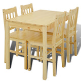 Dining Set 5 Pieces Pine Wood Natural 241220