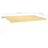 Manual Retractable Awning with Posts 6x3.5 m Yellow and White 3070078