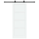 Sliding Door 83 x 211 cm Engineered Wood White and Black 3450002