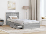 Bed Frame Grey Sonoma and Silver 75 x 190 cm Engineered Wood 3410963