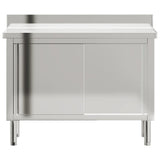 Kitchen Work Table with Sliding Doors Stainless Steel 376441