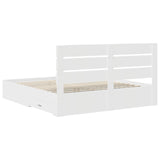 Bed Frame with Drawer White 200 x 200 cm Engineered Wood 3411938