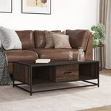 ZNTS Coffee Table Brown Oak 100x57x35 cm Engineered Wood and Metal 848763