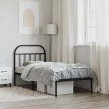 Metal Bed Frame without Mattress with Headboard Black 80x200cm 353626