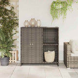 Storage Cabinet with Shelf Grey 100 x 36 x 102 cm Rattan 4103823