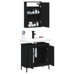 ZNTS 2 Piece Bathroom Furniture Set Black Engineered Wood 3214780