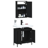 ZNTS 2 Piece Bathroom Furniture Set Black Engineered Wood 3214780