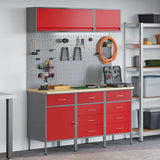 Work Cabinet Set with Drawer with Storage Manual 8 pcs Red 3321451