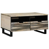 Coffee Table Beige and Black 80 x 54 x 40 cm Solid Acacia wood 4017985
