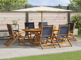 7 Piece Garden Dining Set Solid Wood Acacia and Textilene 3279309