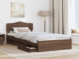 Bed Frame with Drawer Brown Oak 75 x 190 cm Engineer Wood 3413060