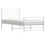 Metal Bed Frame without Mattress with Footboard White 100x200cm 352381